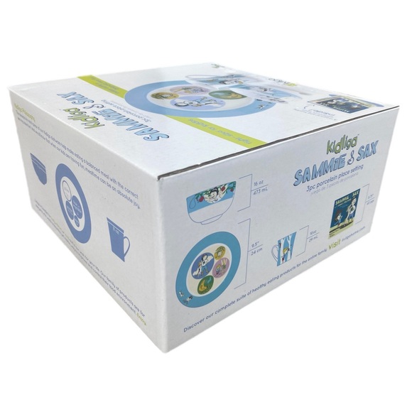 LivLiga Sammie and Sax Kidliga Children's 3 Piece Porcelain Place Setting & Book - Picture 8 of 9